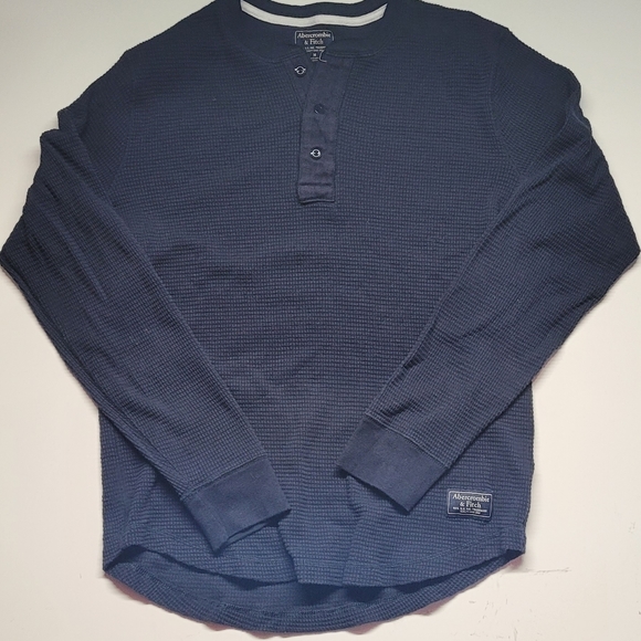 Abercrombie thermal style shirt quarter button-down men's medium - Picture 1 of 4